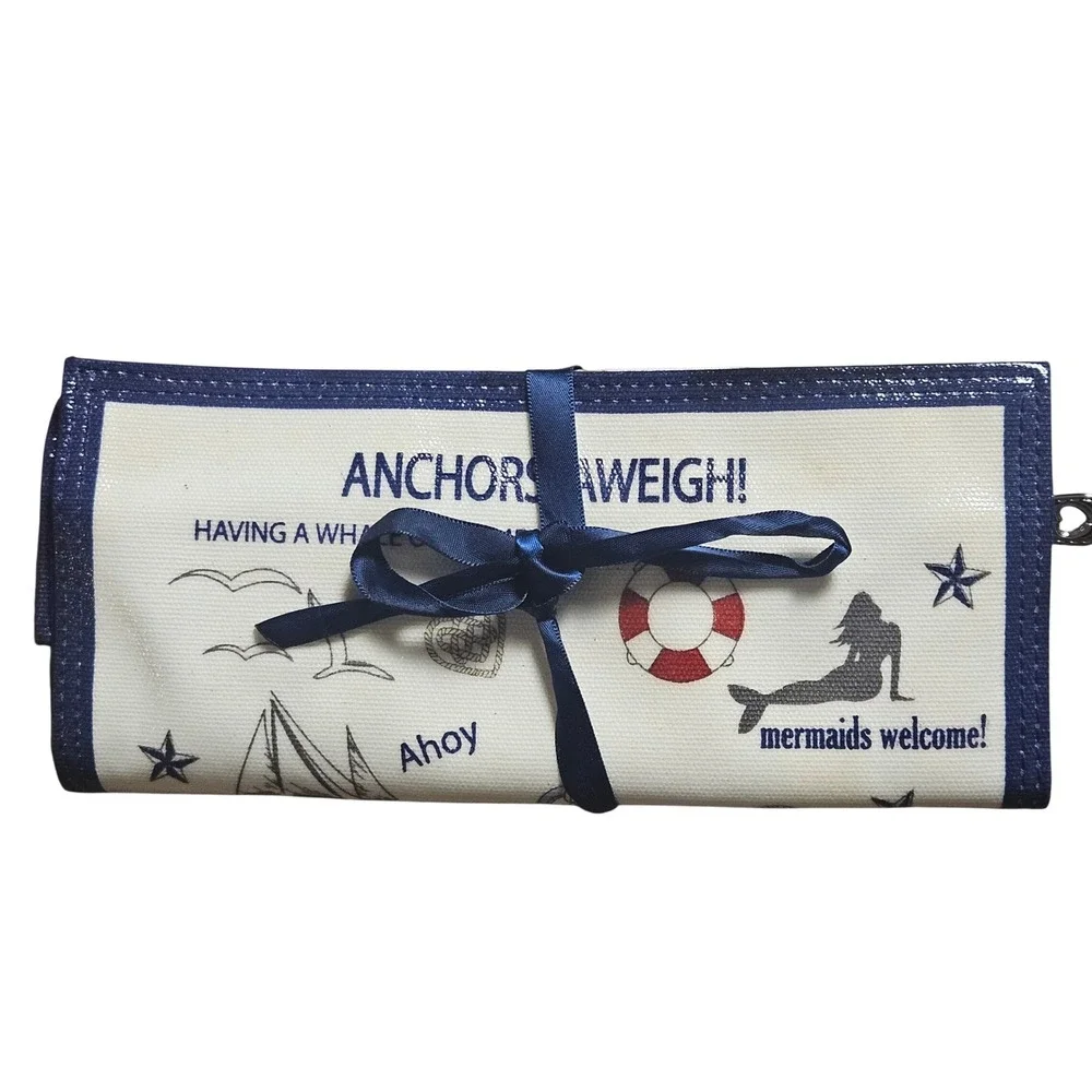 Brighton‎ Anchors Aweigh Nautical Mermaid Jewelry Roll Velvet Travel Organizer